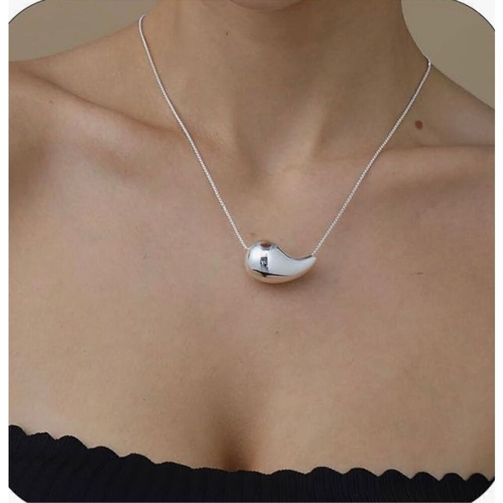 Bi&Yamigeo Teardrop Necklace Silver Box chain length is 23” NEW Gold Layered Gif